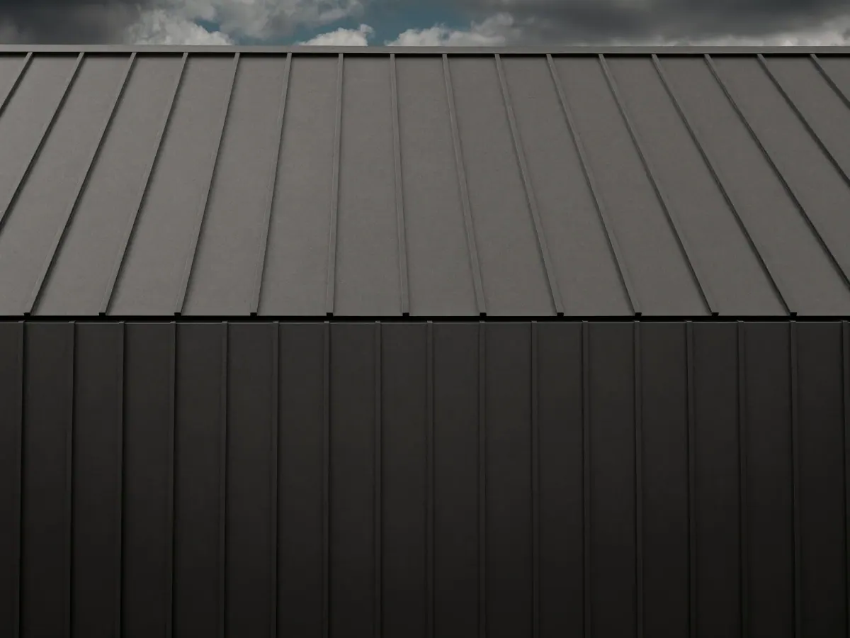 Standing-seam metal roof on a Triangle home